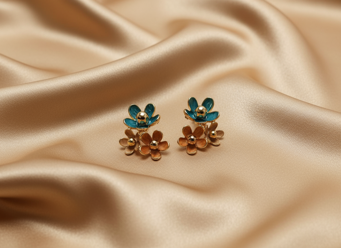 Subtle Blossom Dual-Floral Stud Earrings